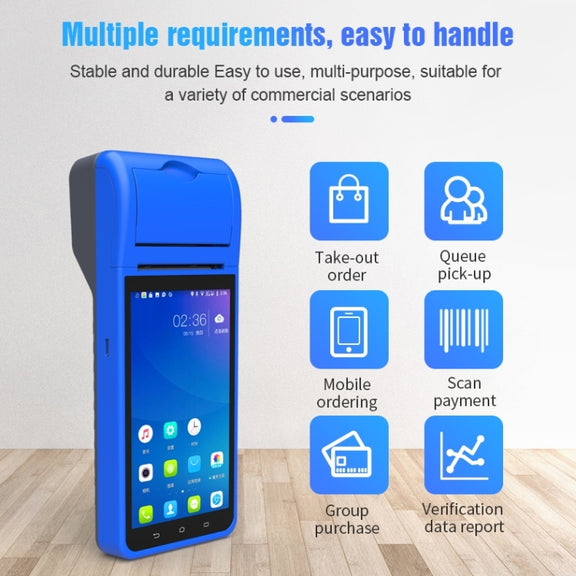 POS-6000 4G Version 1GB+8GB 58mm PDA Handheld 5.5 inch QR Code Android Smart POS Teminal Scanner Printer, EU Plug