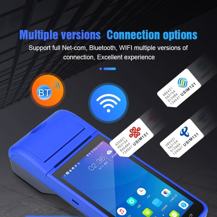 POS-6000 4G Version 1GB+8GB 58mm PDA Handheld 5.5 inch QR Code Android Smart POS Teminal Scanner Printer, UK Plug