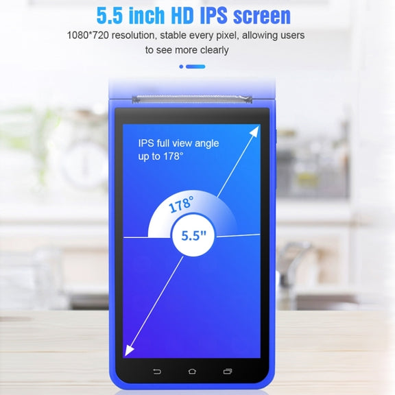 POS-6000 4G Version 1GB+8GB 58mm PDA Handheld 5.5 inch QR Code Android Smart POS Teminal Scanner Printer, UK Plug
