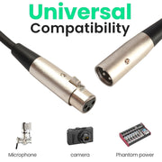 10m 3-Pin XLR Male to XLR Female MIC Shielded Cable Microphone Audio Cord