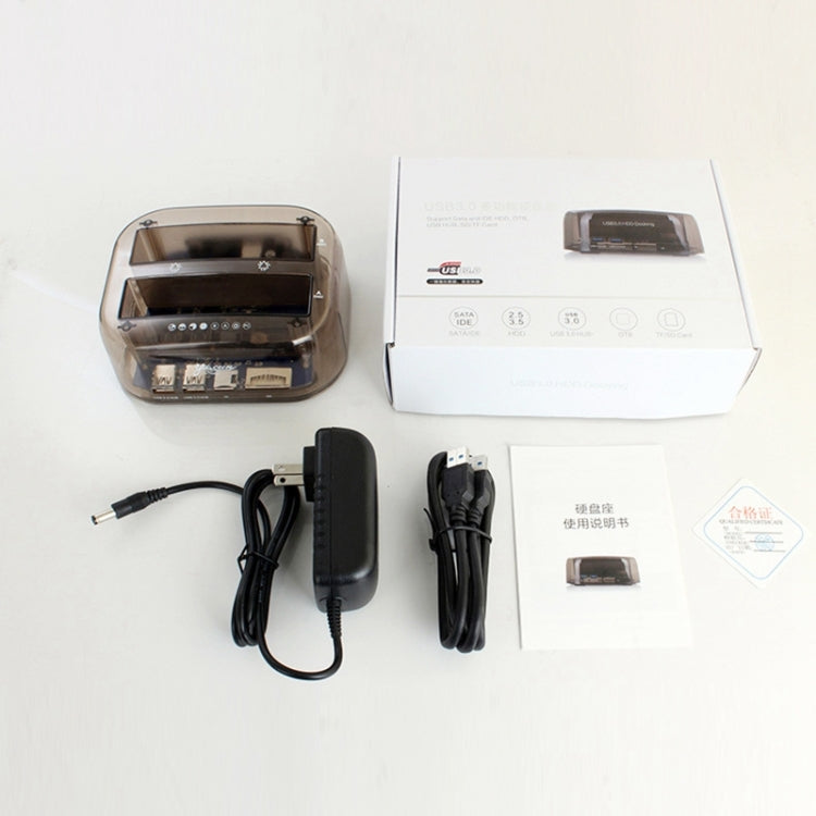 2.5 / 3.5 inch USB3.0 Dual SATA HDD Enclosure with HUB & OTB Function, The Maximum Support Capacity: 16TB