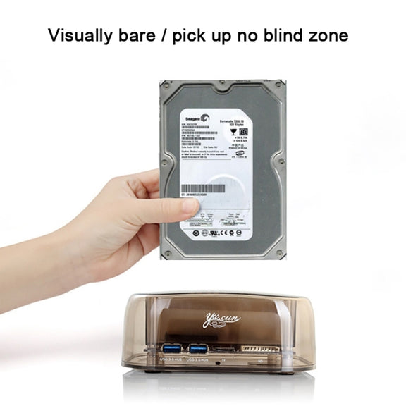 2.5 / 3.5 inch USB3.0 Dual SATA HDD Enclosure with HUB & OTB Function, The Maximum Support Capacity: 16TB