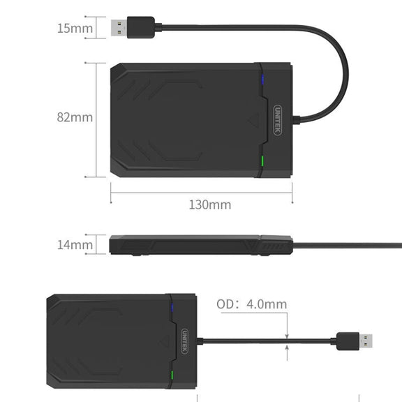 UNITEK SATA 2.5 inch USB 3.0 Interface HDD Enclosure, Length: 30cm