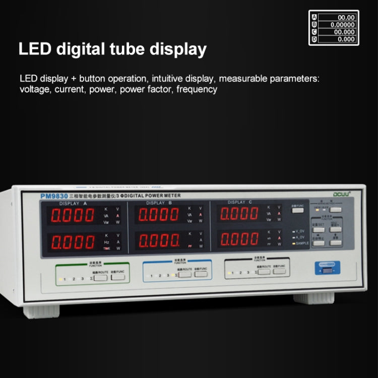 DCUU PM9830 500V 80A Three Phase Digital AC Voltage Current Power Factor & Power Meter (EU Plug)