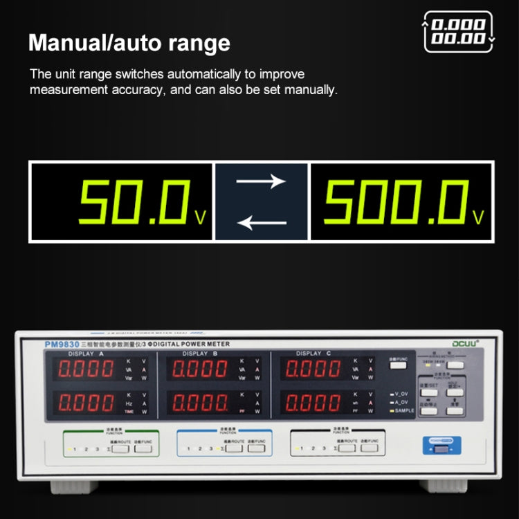 DCUU PM9830 500V 80A Three Phase Digital AC Voltage Current Power Factor & Power Meter (EU Plug)