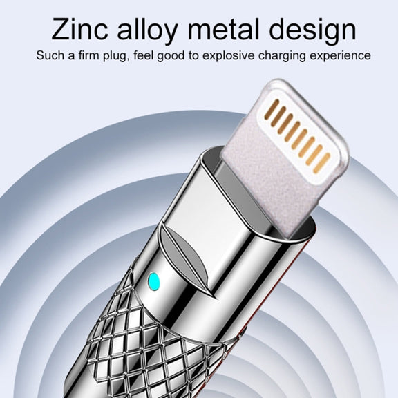 Mech Series 6A 120W USB to 8 Pin Metal Plug Silicone Fast Charging Data Cable, Length: 1.2m(Orange)
