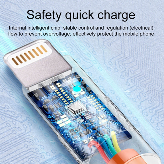 Mech Series 6A 120W USB to 8 Pin Metal Plug Silicone Fast Charging Data Cable, Length: 1.2m(Orange)