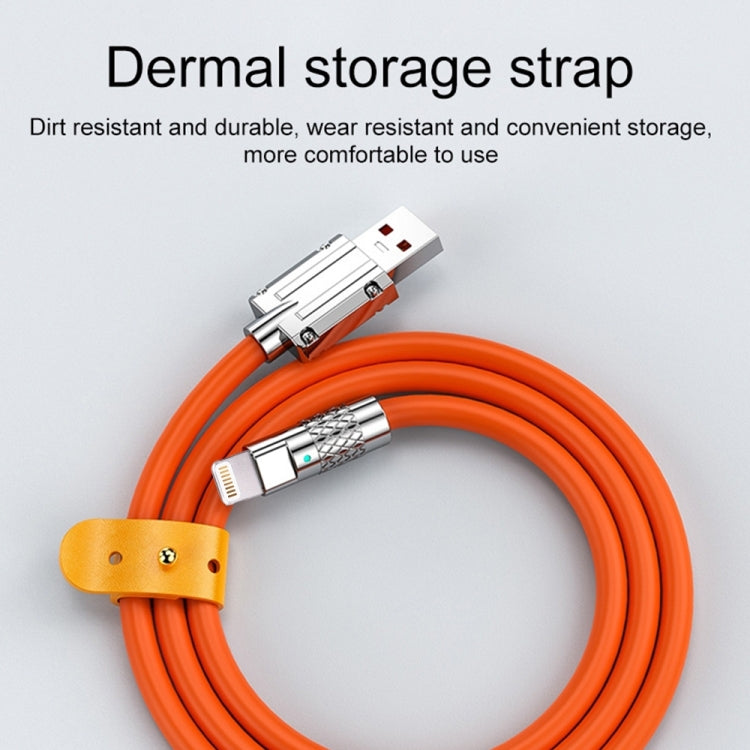 Mech Series 6A 120W USB to 8 Pin Metal Plug Silicone Fast Charging Data Cable, Length: 1.8m(Blue)