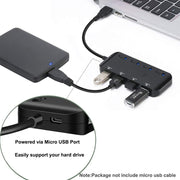 High Speed 4 x USB 3.0 to USB-C / Type-C HUB with Switch (Black)