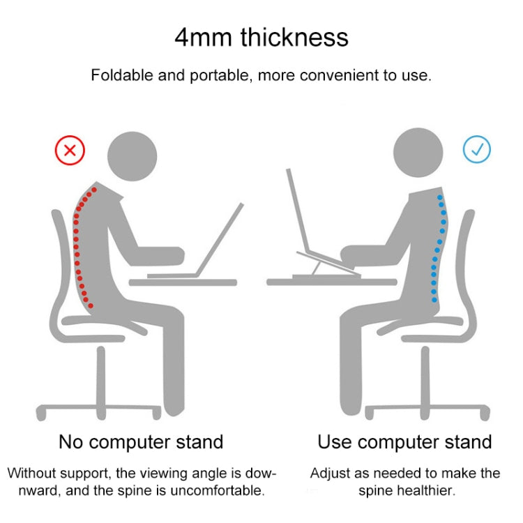 Portable Adjustable Laptop Stand Desktop Lifting Height Increase Rack Folding Heat Dissipation Holder, Style: Ordinary(Grey)