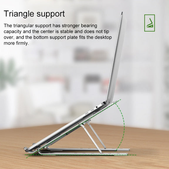 Portable Adjustable Laptop Stand Desktop Lifting Height Increase Rack Folding Heat Dissipation Holder, Style: Ordinary(Grey)