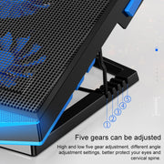 dual USB Ports Five-core Radiator Notebook Computer  Holder (Blue)
