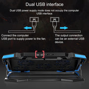 dual USB Ports Five-core Radiator Notebook Computer  Holder (Red)