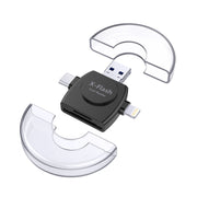 X-Flash R01 3 in 1 8 Pin + USB-C / Type-C + Micro USB Interface SD / TF Card Reader(Black)