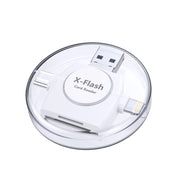 X-Flash R01 3 in 1 8 Pin + USB-C / Type-C + Micro USB Interface SD / TF Card Reader(White)