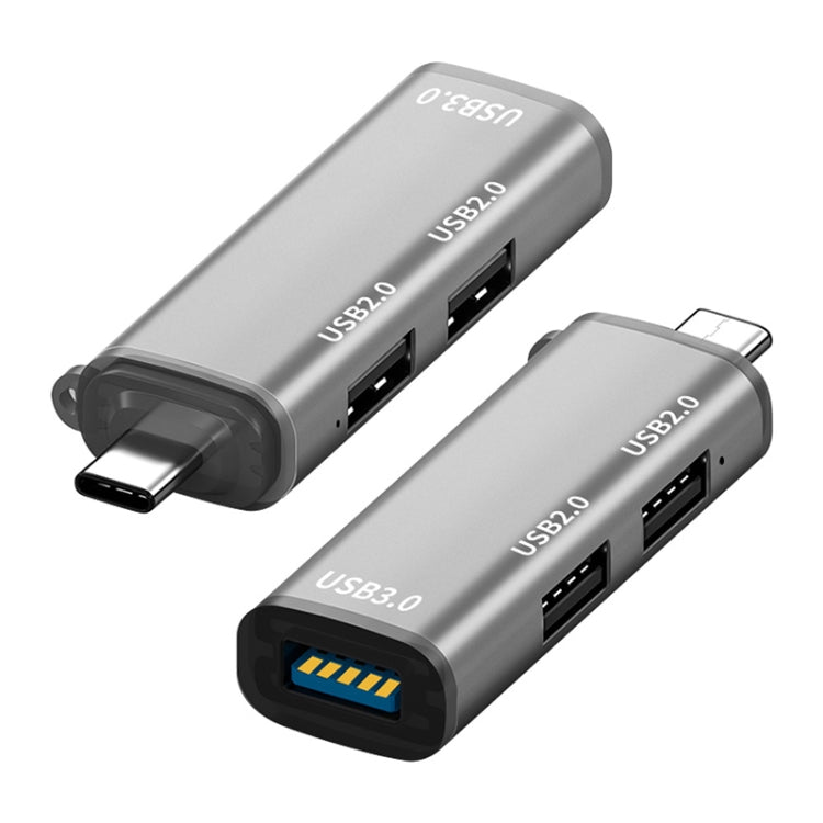 ADS-302C 3 In 1 Multi-function Type-C / USB-C HUB Docking Station (Silver Grey)