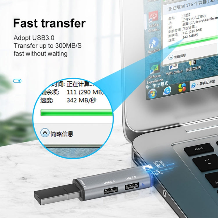 ADS-302C 3 In 1 Multi-function Type-C / USB-C HUB Docking Station (Silver Grey)