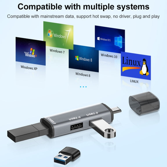 ADS-302C 3 In 1 Multi-function Type-C / USB-C HUB Docking Station (Silver Grey)