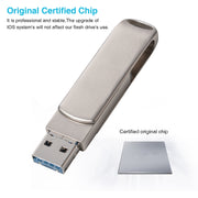 Richwell 3 in 1 16G Micro USB + 8 Pin + USB 3.0 Metal Rotating Push-pull Flash Disk with OTG Function(Silver)