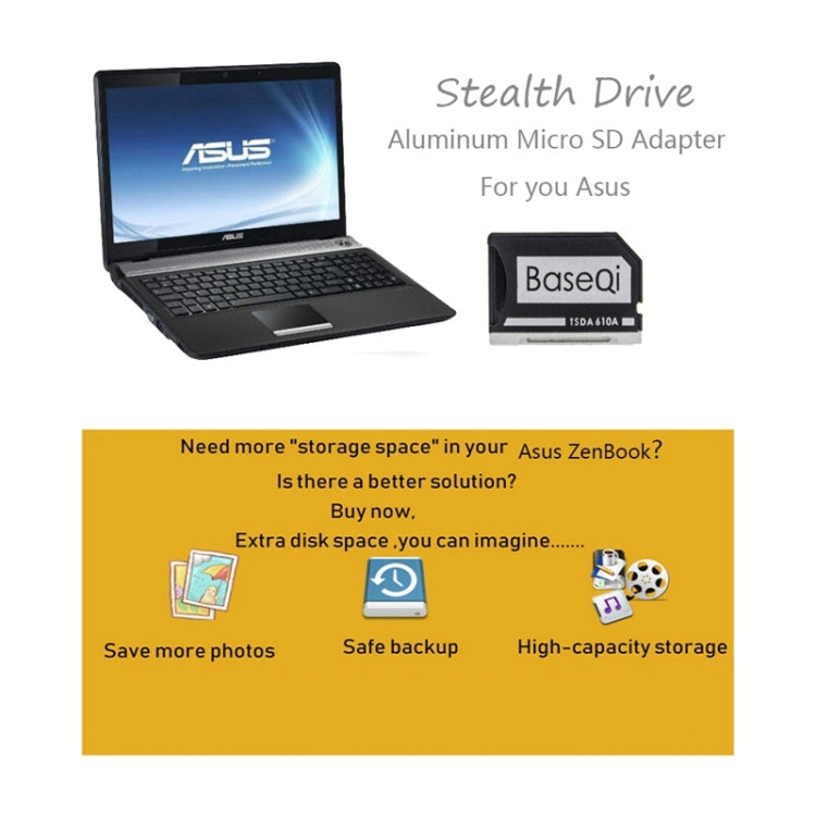 BASEQI Hidden Aluminum Alloy SD Card Case for Lenovo YOGA 2 Pro Laptop