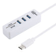 2 in 1 TF / SD Card Reader + 3 x USB 3.0 Ports to USB-C / Type-C HUB Converter, Cable Length: 26cm (White) - free shipping - PMC TechLife - Order now!