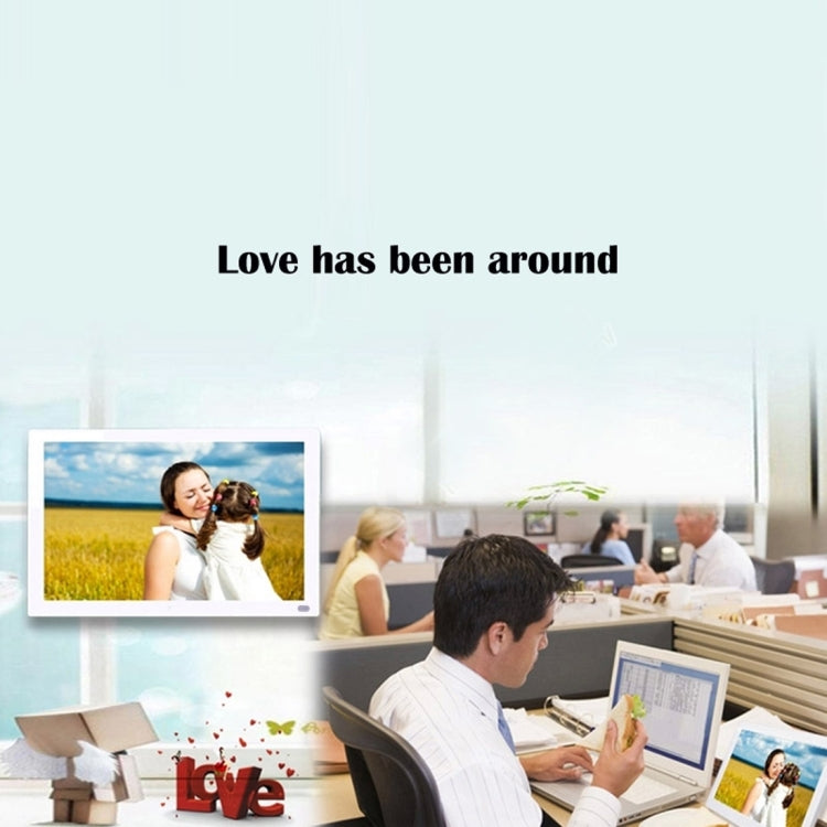 15.6 inch FHD LED Display Digital Photo Frame with Holder & Remote Control, MSTAR V53 Program, Support USB / SD Card Input(White)
