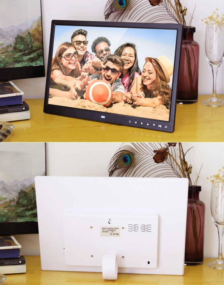 15.0 inch LED Display Digital Photo Frame with Holder / Remote Control, Allwinner, Support USB / SD Card Input / OTG(White)