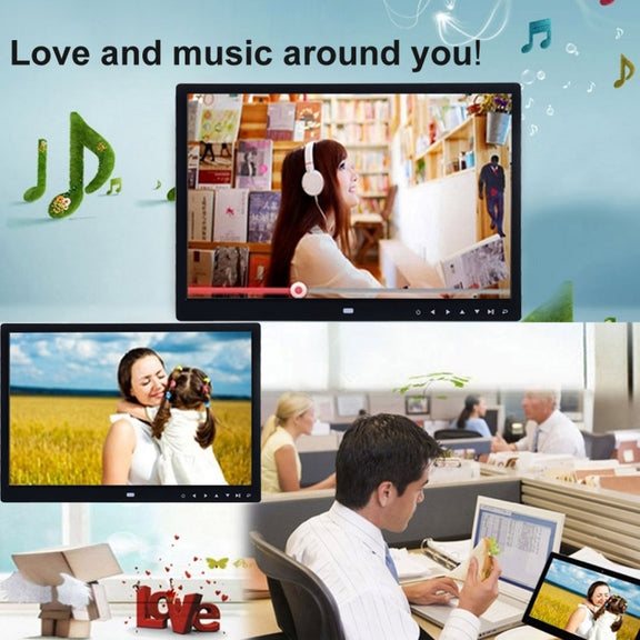 15.0 inch LED Display Digital Photo Frame with Holder / Remote Control, Allwinner, Support USB / SD Card Input / OTG(White)