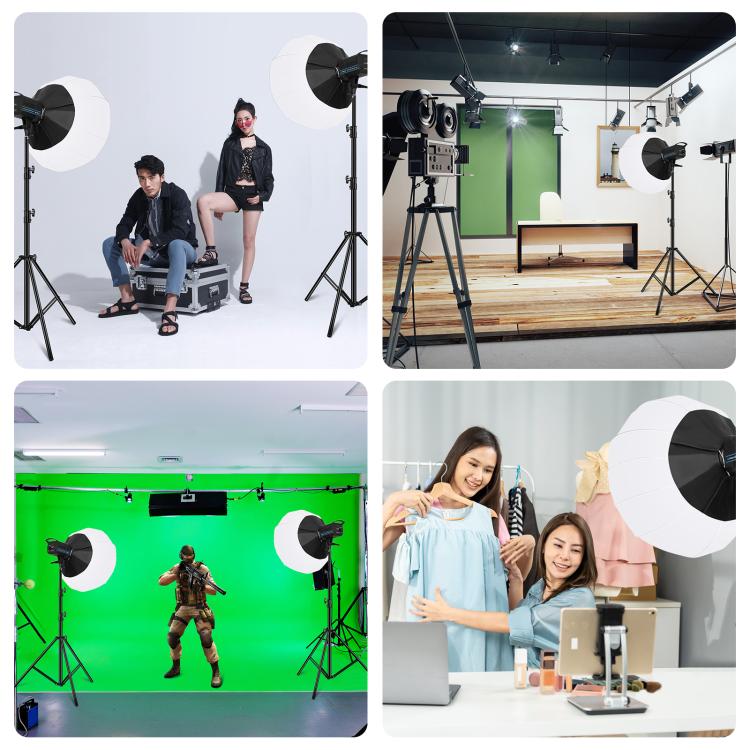 PULUZ 220V 120W Studio Video Light + 2.8m Light Holder + 65cm Foldable Lantern Softbox Photography Kit(EU Plug)