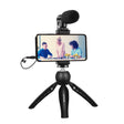 PULUZ Live Broadcast Smartphone Video Vlogger Kits Microphone + Tripod Mount + Phone Clamp Holder (Black) - Stand by PULUZ | Online Shopping South Africa | PMC TechLife | Buy Now Pay Later Mobicred