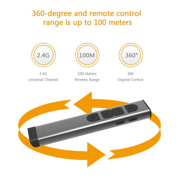 Doosl Dsit038 2.4GHz Wireless Presenter PowerPoint Clicker Representation Remote Control Green Laser Pointer, Control Distance: 100m