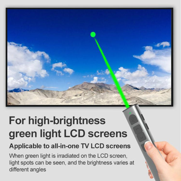 Doosl Dsit038 2.4GHz Wireless Presenter PowerPoint Clicker Representation Remote Control Green Laser Pointer, Control Distance: 100m