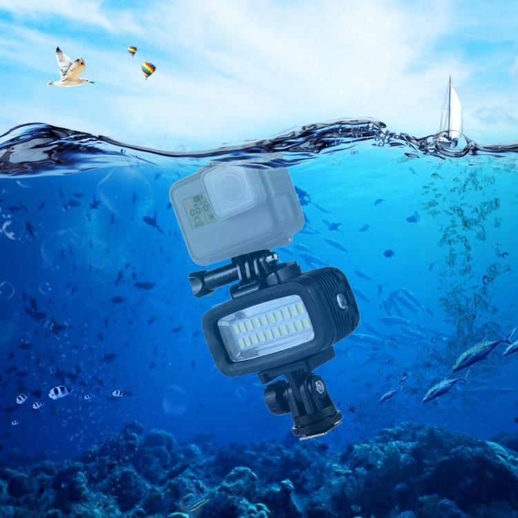 PULUZ 20 LEDs 40m Water-resistant IPX8 Studio Light Video & Photo Light with Hot Shoe Base Adapter & Quick Release Buckle & Long Screw & 2 x Filter Plates for GoPro HERO10 Black / HERO9 Black / HERO8 Black ... n /4 /3+ /3 /2 /1, Xiaoyi and Other Action Cameras