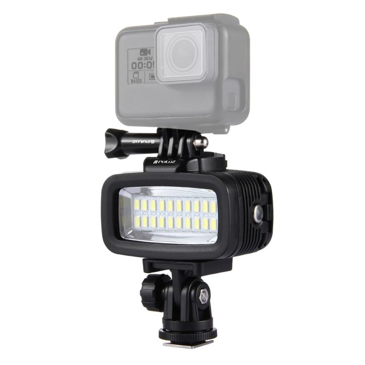 PULUZ 20 LEDs 40m Water-resistant IPX8 Studio Light Video & Photo Light with Hot Shoe Base Adapter & Quick Release Buckle & Long Screw & 2 x Filter Plates for GoPro HERO10 Black / HERO9 Black / HERO8 Black ... n /4 /3+ /3 /2 /1, Xiaoyi and Other Action Cameras