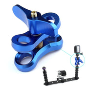 PULUZ Ball Clamp Close Hole Diving Camera Bracket CNC Aluminum Spring Flashlight Clamp for Diving Underwater Photography System(Blue)