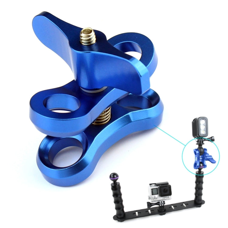 PULUZ Ball Clamp Close Hole Diving Camera Bracket CNC Aluminum Spring Flashlight Clamp for Diving Underwater Photography System(Blue)