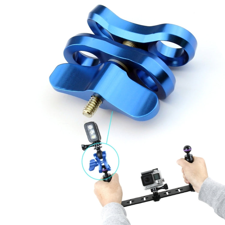 PULUZ Ball Clamp Close Hole Diving Camera Bracket CNC Aluminum Spring Flashlight Clamp for Diving Underwater Photography System(Blue)
