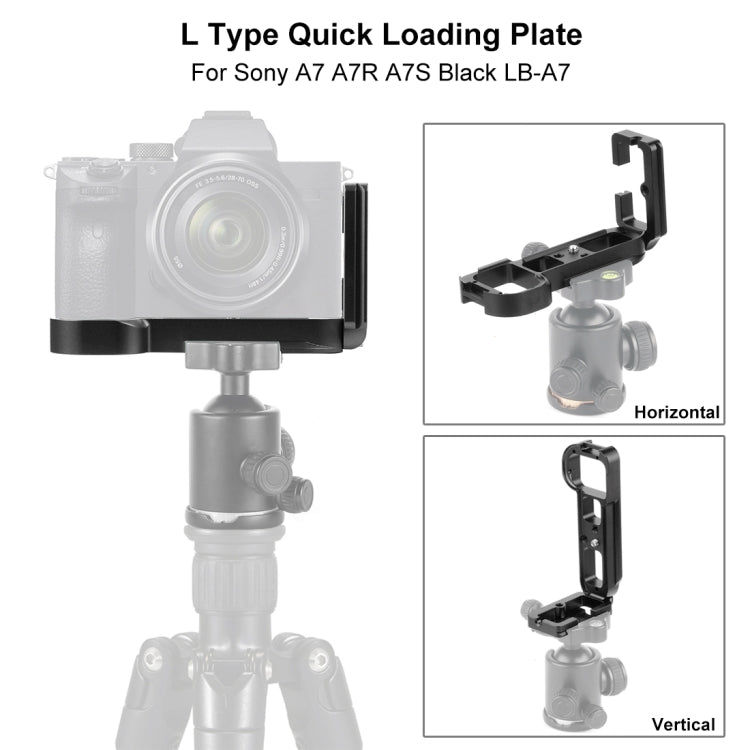PULUZ 1/4 inch Vertical Shoot Quick Release L Plate Bracket Base Holder for Sony A7R / A7 / A7S(Black)