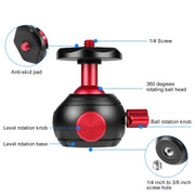 PULUZ 360 Degree Panoramic Metal Tripod Ball Head Adapter(Red)