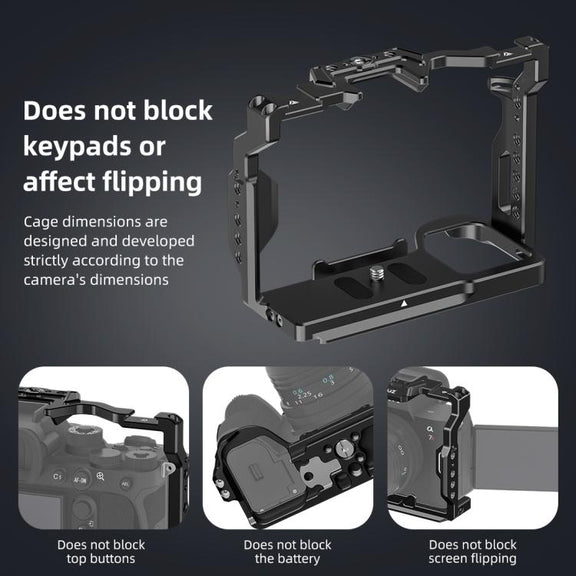 PULUZ Metal Camera Cage Stabilizer Rig for Sony A7 IV / ILCE-7M4 / A7M4 / A7M3 / A7R3  / A7R III / A7R5(Black)