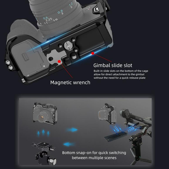 PULUZ Metal Camera Cage Stabilizer Rig for Sony A7 IV / ILCE-7M4 / A7M4 / A7M3 / A7R3  / A7R III / A7R5(Black)