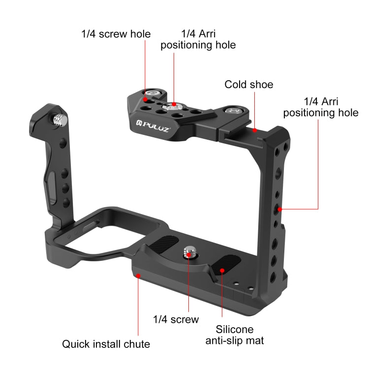 For Sony ILME-FX30 / FX3 PULUZ Metal Camera Cage Stabilizer Rig with NOTA Slider(Black)