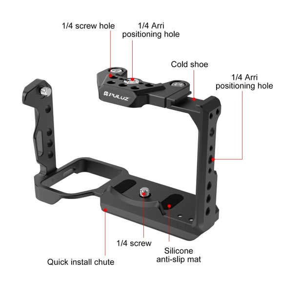 For Sony ILME-FX30 / FX3 PULUZ Metal Camera Cage Stabilizer Rig with NOTA Slider(Black)