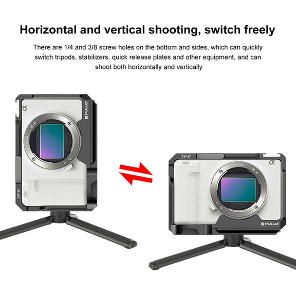 For Sony ZV-E1 PULUZ Aluminum Alloy Camera Cage Stabilizer (Black)