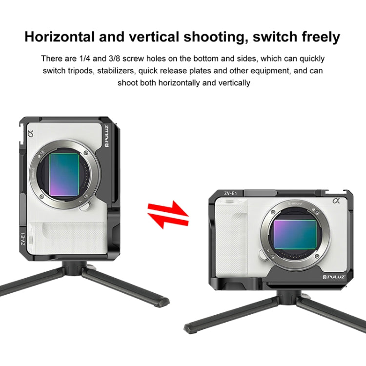 For Sony ZV-E1 PULUZ Aluminum Alloy Camera Cage Stabilizer (Black)