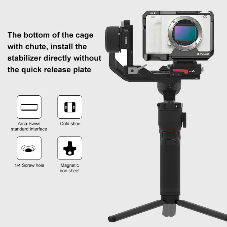 For Sony ZV-E1 PULUZ Aluminum Alloy Camera Cage Stabilizer (Black)