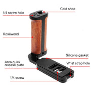 PULUZ Wooden Left Side Handle Vertical Shoot Quick Release L Plate