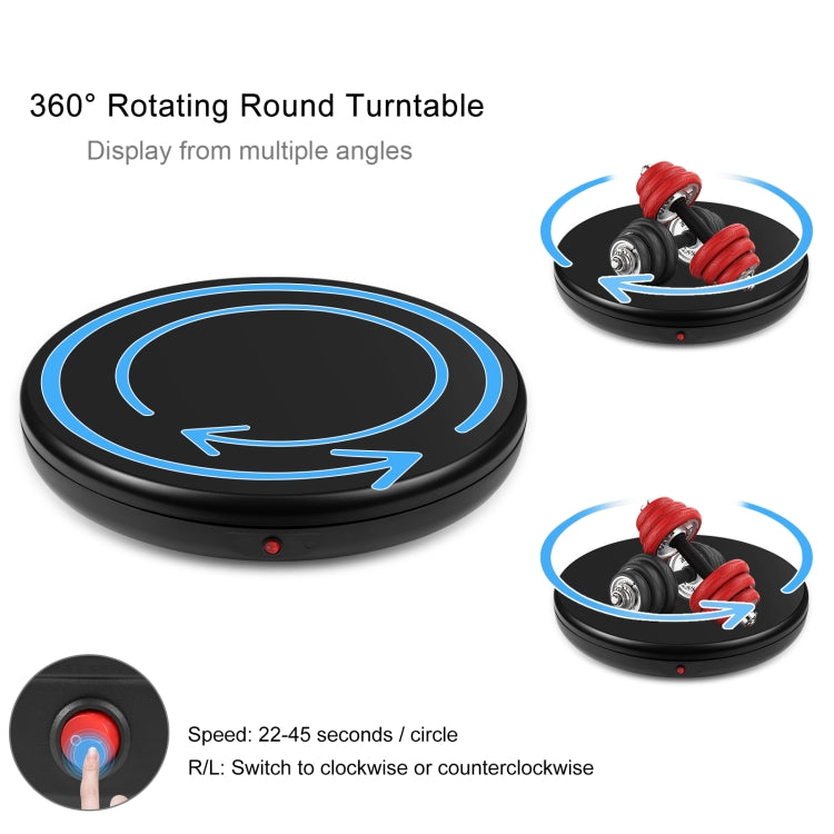 PULUZ 45cm Remote Control Adjusting Speed Rotating Turntable Display Stand, Black, Load 100kg(US Plug)