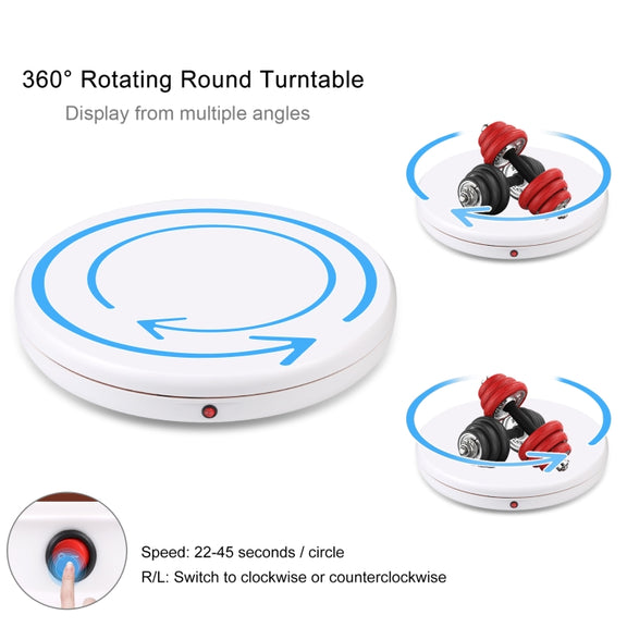 PULUZ 45cm Remote Control Adjusting Speed Rotating Turntable Display Stand, White, Load 100kg(AU Plug)