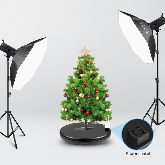 PULUZ 45cm Remote Control Adjusting Speed Rotating Turntable Display Stand with Power Socket, Black, Load 100kg(US Plug)